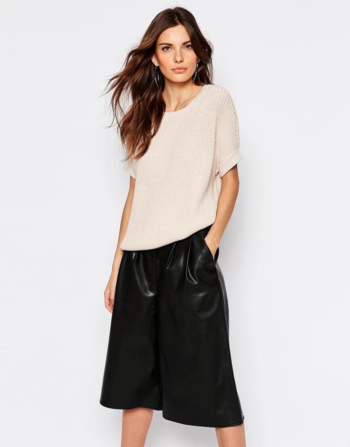Selected Flora Short Sleeved Sweater - Silver Peony