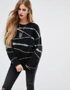 Religion Oversized Sweater With Contrast Weave - Black