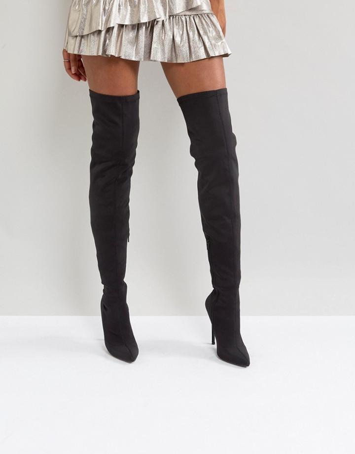 Truffle Collection Stiletto Thigh High Boot - Black