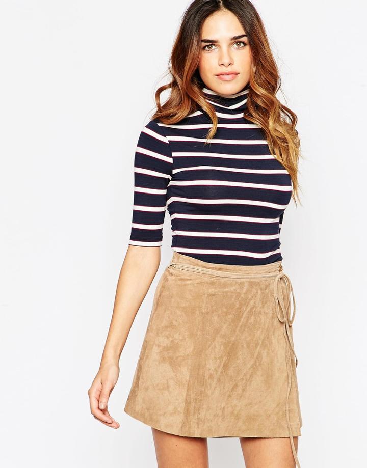 Asos Top With Turtleneck In Stripe