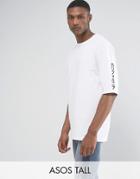 Asos Tall Oversized T-shirt With Symbol Sleeve Print - White