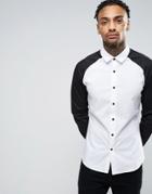 Asos Skinny Shirt With Raglan Sleeve - White