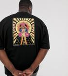 Asos Design Plus Oversized T-shirt With Fotune Teller Back Print-black