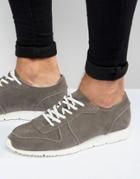 Asos Retro Sneakers In Relaxed Gray Faux Suede - Gray