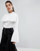 Stylemafia Gianni Fluted Sleeve Top - White
