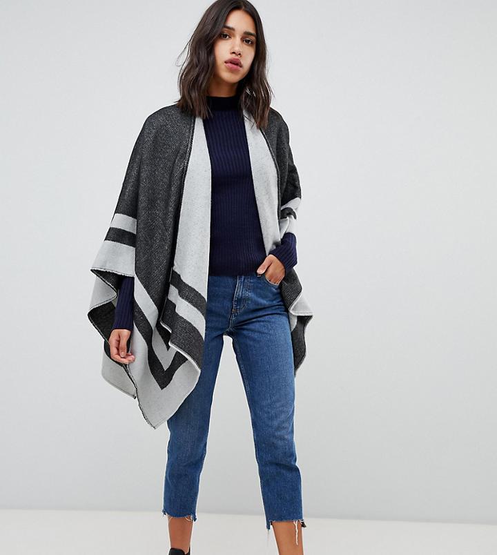 Warehouse Striped Cape In Gray - Gray