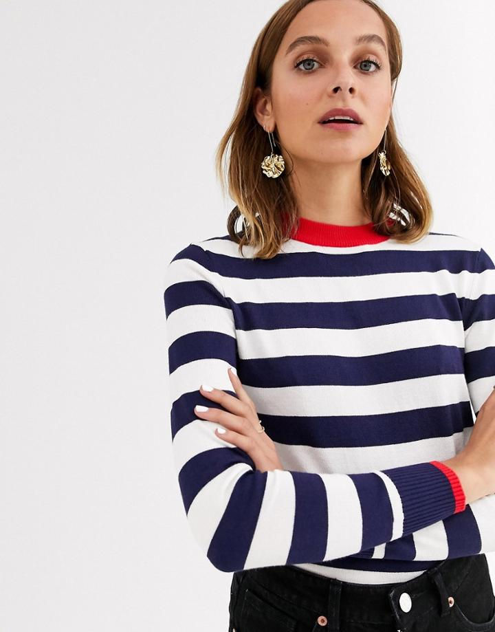 Gianni Feraud Striped Knit Sweater-navy