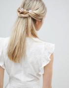 Asos Design Pastel Flower Station Back Hair Clip - Gold