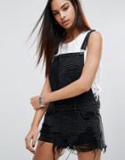 Blank Nyc Destroyed Overall Shorts - Black