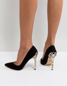 Lipsy Court Shoe With Gold Detail At Trim - Black