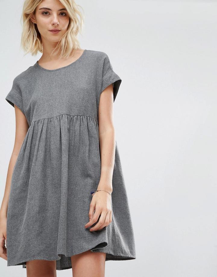 Gat Rimon Mala Brushed Cotton Short Sleeve Dress - Gray