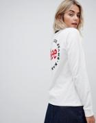 Lee Long Sleeve Ringer T Shirt With Back Logo - White