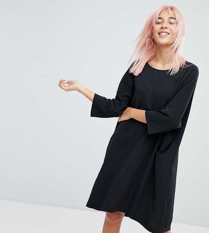 Monki Side Pocket Smock Dress - Black
