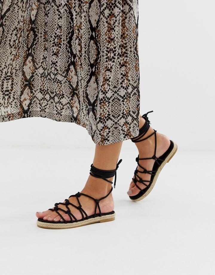 Asos Design Jester Knotted Espadrille Sandals - Black