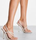 Simmi London Wide Fit Round Toe Heeled Sandals In Stone-white