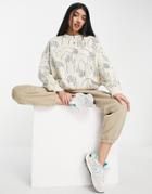 Monki Oversize Sweatshirt In Beige Hand Print-neutral