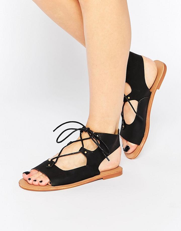 London Rebel Gladiator Flat Sandals - Black