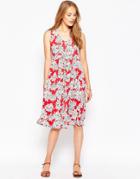 Influence Hawaii Skater Dress With Cut Out Back - Red