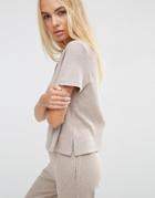 Asos Lounge Ribbed Tunic T-shirt With Side Splits - Mink