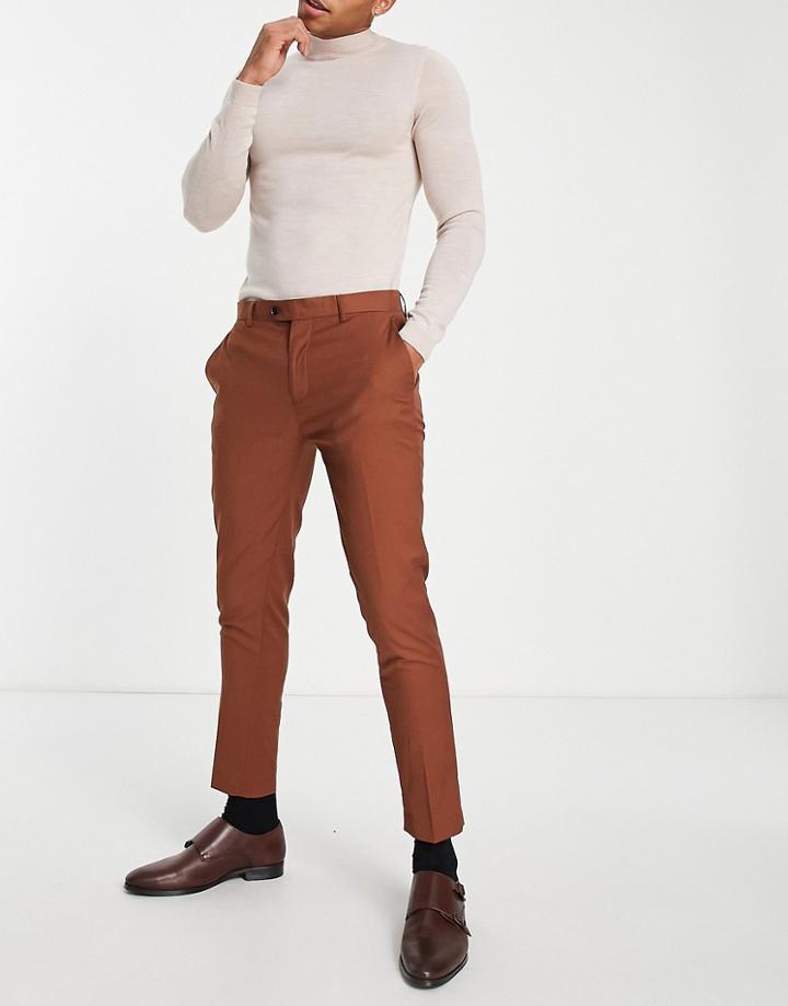 Gianni Feraud Skinny Fit Suit Pants-brown