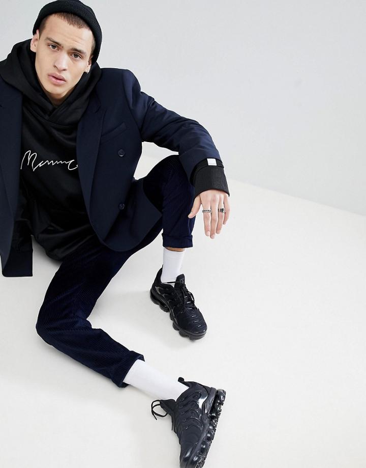 Mennace Logo Hoodie With Taping In Black
