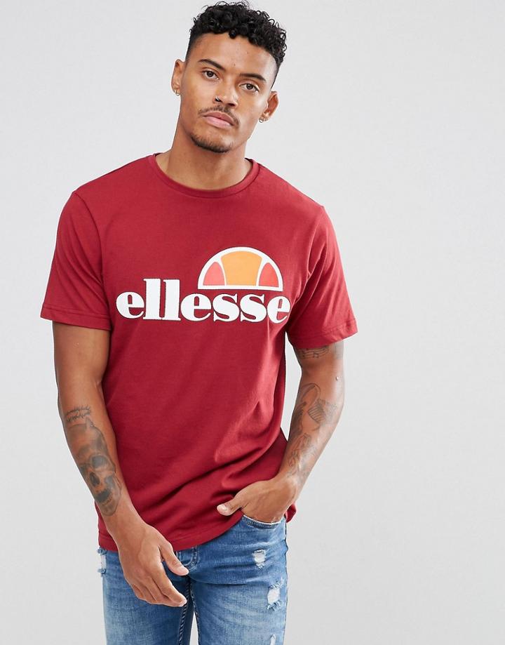 Ellesse T-shirt With Classic Logo In Burgundy - Red