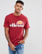 Ellesse T-shirt With Classic Logo In Burgundy - Red