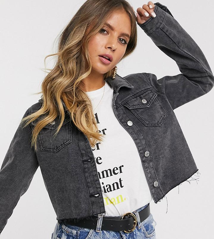 Urban Bliss Cropped Denim Jacket-black