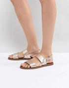 Dune Two Part Rose Gold Leather Sandal - Gold