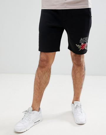 Aces Couture Shorts With Rose Detail - Black
