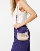 River Island 90's Micro Scoop Monogram Bag In Beige-neutral