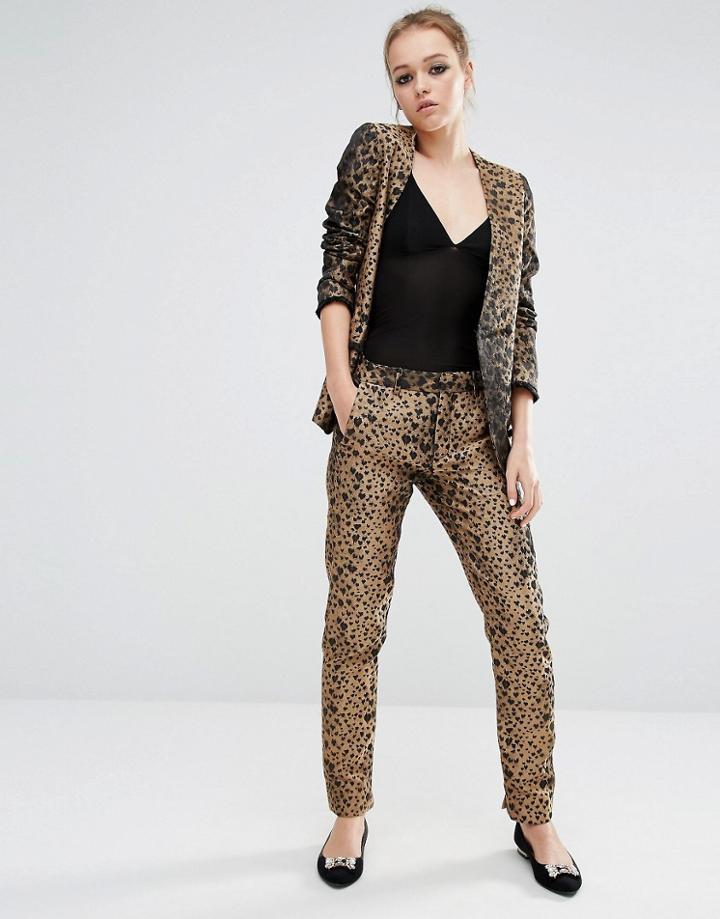 Sister Jane Skinny Pants In Heart Leopard Print Co-ord - Gold