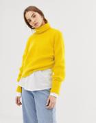 Weekday Roll Neck Knitted Sweater In Yellow - Yellow