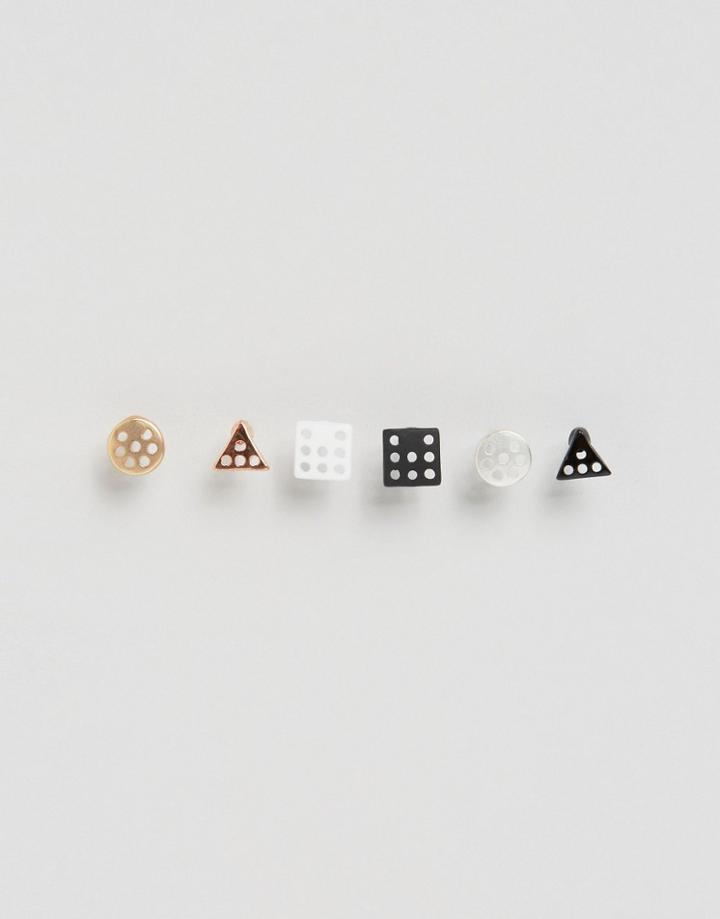 Asos Earring Stud Pack With Perforations - Multi