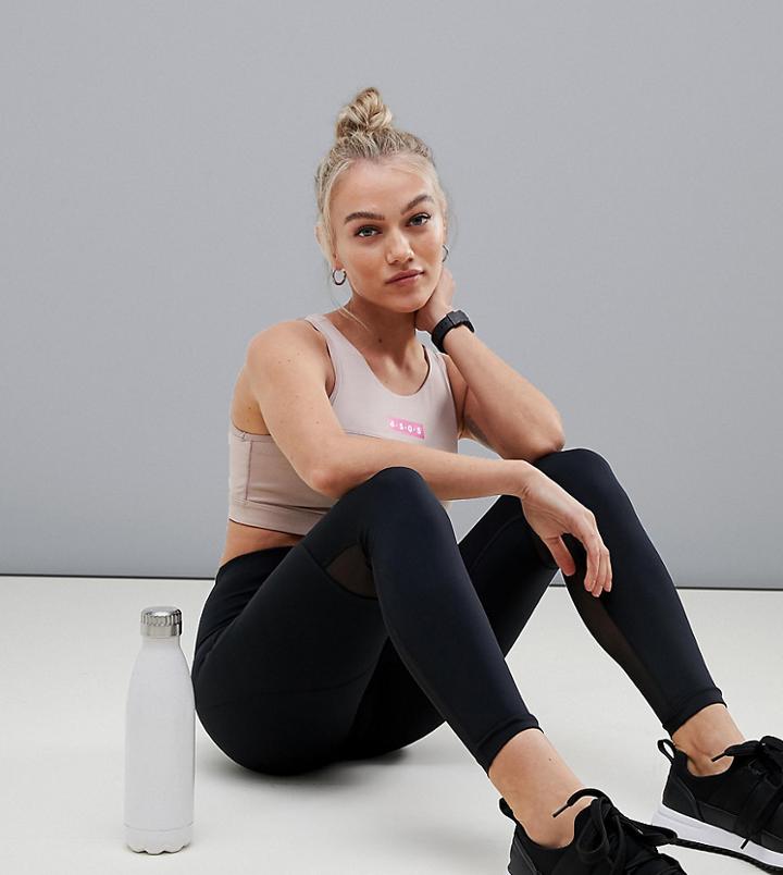 Asos 4505 Petite Gym Legging With Bum Sculpt Seam Detail - Black