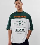 Asos Design Tall Ovesized T-shirt Text And Contrast Panels-white