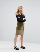 Max & Co Deflusso Utility Button Skirt - Green