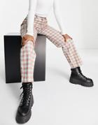 Kickers Straight Leg Jeans With Embroidered Logo In Contrast Check