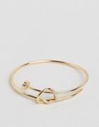 Asos Knotted Nail Bangle Bracelet - Gold