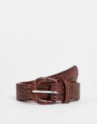 Svnx Croc Pu Leather Belt In Brown