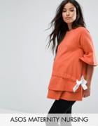 Asos Maternity Nursing Drawcord Side Top - Orange