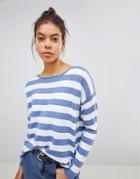 Blend She Janka Striped Knit Sweater - Blue