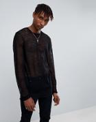 Asos Sheer Sweater In Black - Black