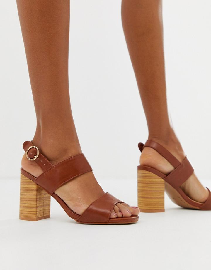 Park Lane Casual Block Heeled Sandals - Tan