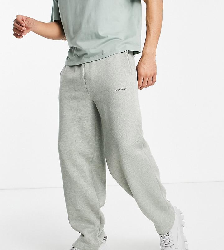 Collusion Relaxed Sweatpants In Green Heather Fabric Set