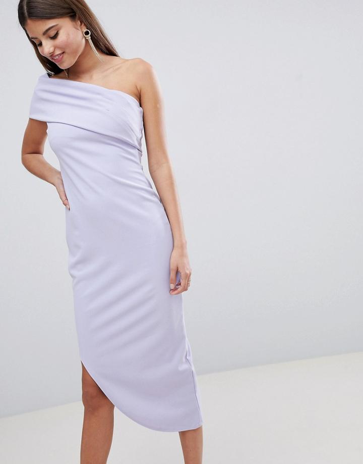City Goddess One Shoulder Aysmetric Midi Dress - Blue