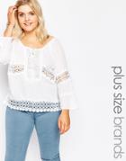 Diya Plus Top With Crochet Inserts - White