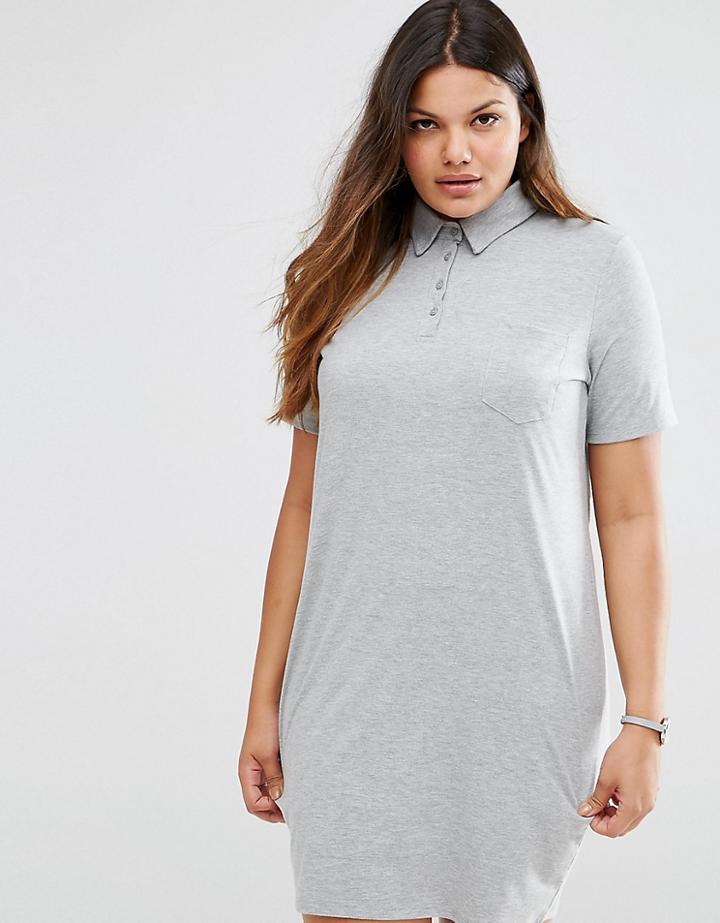 Asos Curve Polo Shirt Mini Dress - Gray