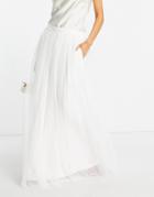 Lace & Beads Bridal Mix & Match Flowing Skirt With Pockets In Ivory - Part Of A Set-white