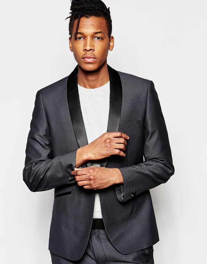 Rudie Slim Fit Gunmetal Occasion Suit Jacket - Gray